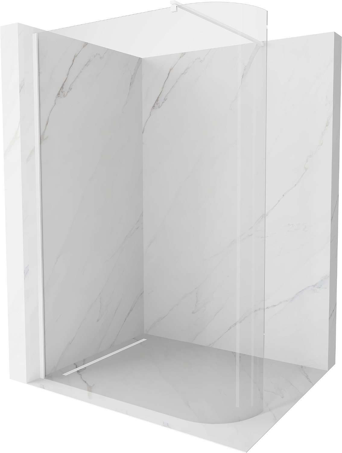 Mexen Kioto ścianka prysznicowa zaokrąglona Walk-in 80 x 200 cm, transparent 8 mm, biała - 800-080-101-20-06