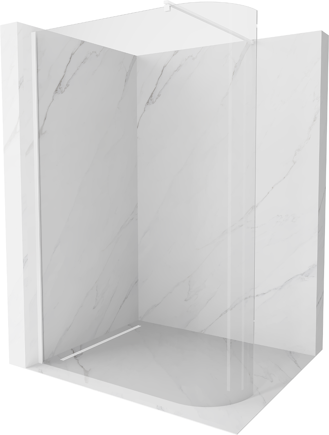 Mexen Kioto ścianka prysznicowa zaokrąglona Walk-in 110 x 200 cm, transparent 8 mm, biała- 800-110-101-20-06