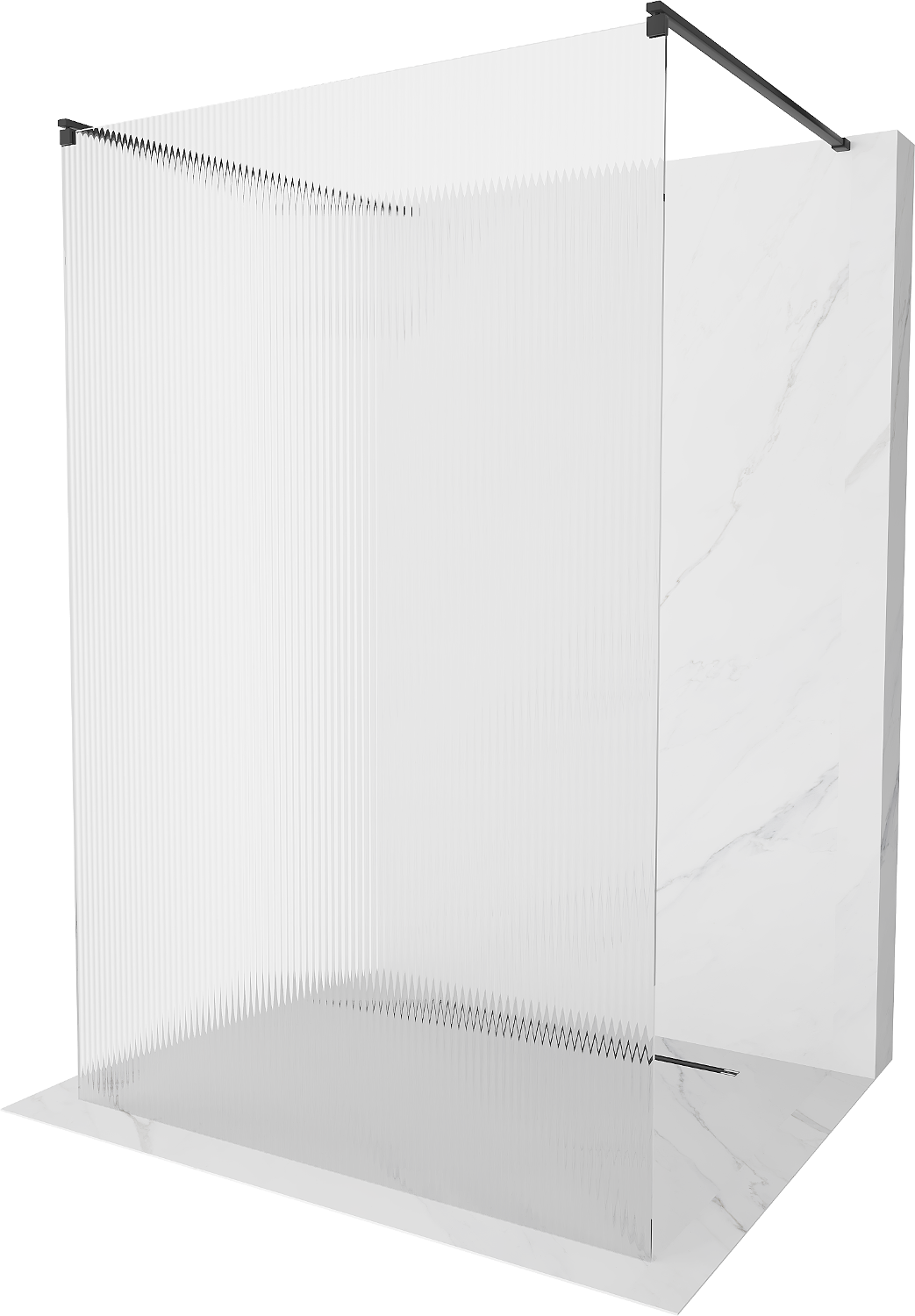 Mexen Kioto ścianka prysznicowa wolnostojąca 110 x 200 cm, prążki 8 mm, czarna - 800-110-002-70-09