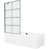 Mexen Cube wanna prostokątna 170 x 80 cm z obudową i parawanem 1-skrzydłowym 100 cm, czarny wzór - 550517080X9510007077