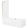 Mexen Cube wanna prostokątna 180 x 80 cm z obudową i parawanem 1-skrzydłowym 70 cm, transparent, złoty - 550518080X9507000050