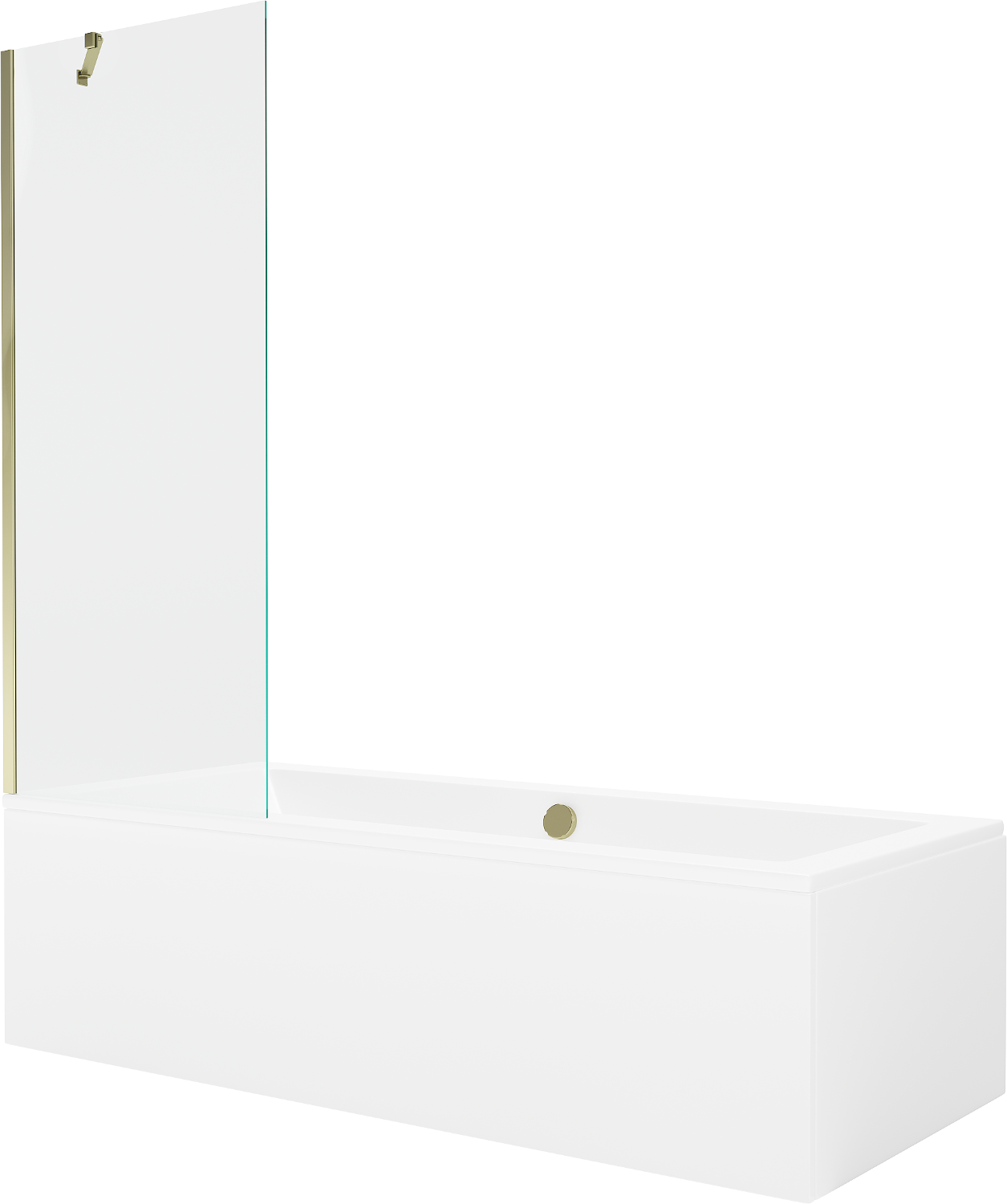 Mexen Cube wanna prostokątna 180 x 80 cm z obudową i parawanem 1-skrzydłowym 70 cm, transparent, złoty - 550518080X9507000050
