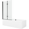 Mexen Cube wanna prostokątna 180 x 80 cm z obudową i parawanem 2-skrzydłowym 100 cm, transparent, czarny - 550518080X9210027000