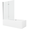 Mexen Cube wanna prostokątna 180 x 80 cm z obudową i parawanem 2-skrzydłowym 120 cm, transparent, chrom - 550518080X9212020100