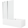 Mexen Cube wanna prostokątna 170 x 80 cm z obudową i parawanem 1-skrzydłowym 120 cm, transparent, chrom - 550517080X9412110100