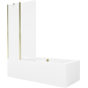 Mexen Cube wanna prostokątna 180 x 80 cm z obudową i parawanem 1-skrzydłowym 100 cm, transparent, złoty - 550518080X9410115000