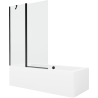 Mexen Cube wanna prostokątna 180 x 80 cm z obudową i parawanem 1-skrzydłowym 120 cm, transparent, czarny - 550518080X9412117000