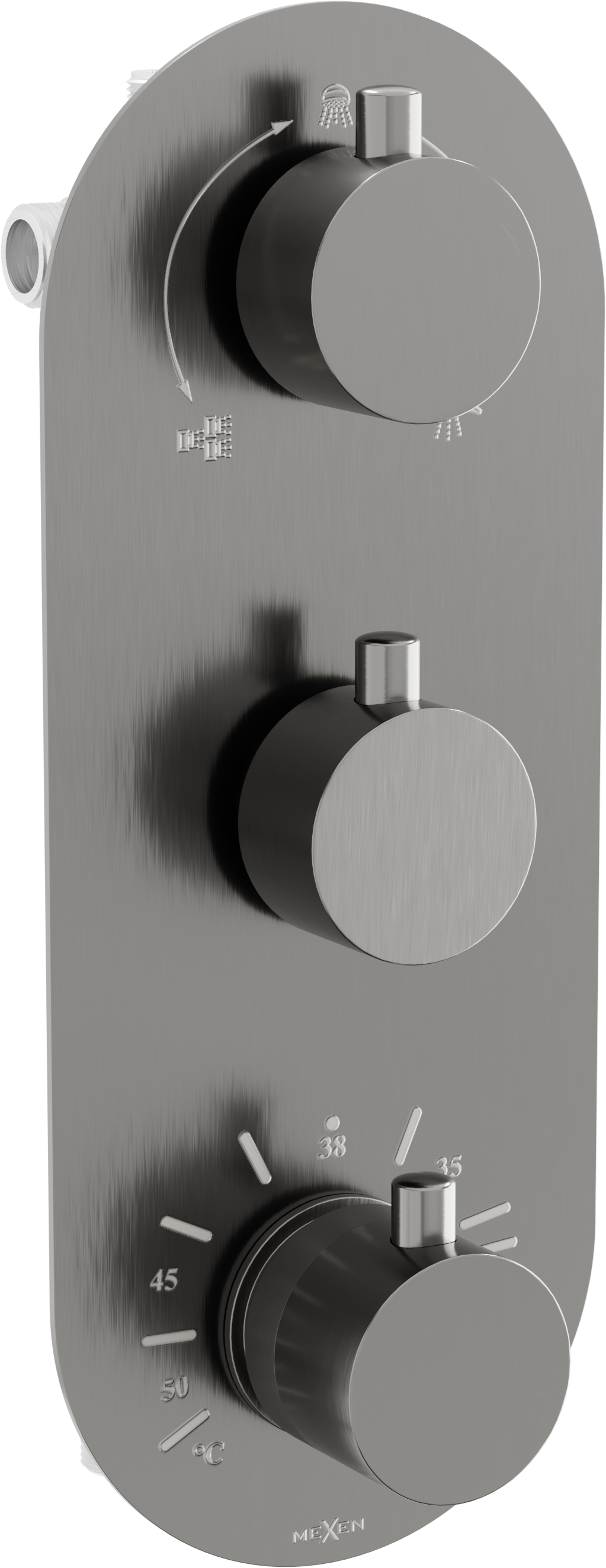 Mexen Kai termostatyczna bateria wannowo-prysznicowa 3-wyjściowa, grafit - 77603-66