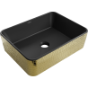Mexen Catia umywalka nablatowa 48 x 37 cm, czarna mat/złota wzór łuski - 21314878