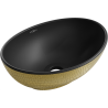 Mexen Elza umywalka nablatowa 40 x 33 cm, czarna mat/złota wzór łuski - 21014028
