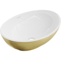 Mexen Elza umywalka nablatowa 40 x 33 cm, biała/złota wzór linie - 21014017