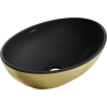 Mexen Elza umywalka nablatowa 40 x 33 cm, czarna mat/złota wzór linie - 21014027