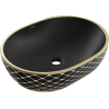 Mexen Viki umywalka nablatowa 48 x 35 cm, czarna mat/złota wzór kratka - 21054879