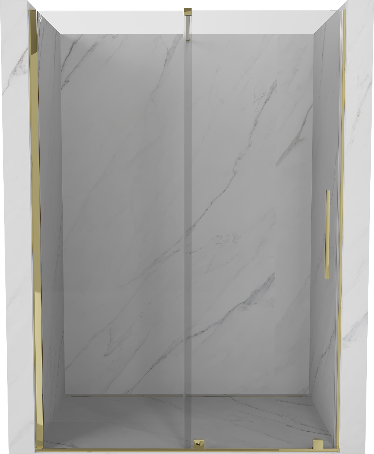 Mexen Velar drzwi prysznicowe rozsuwane 140 cm, transparent, złote - 871-140-000-01-50
