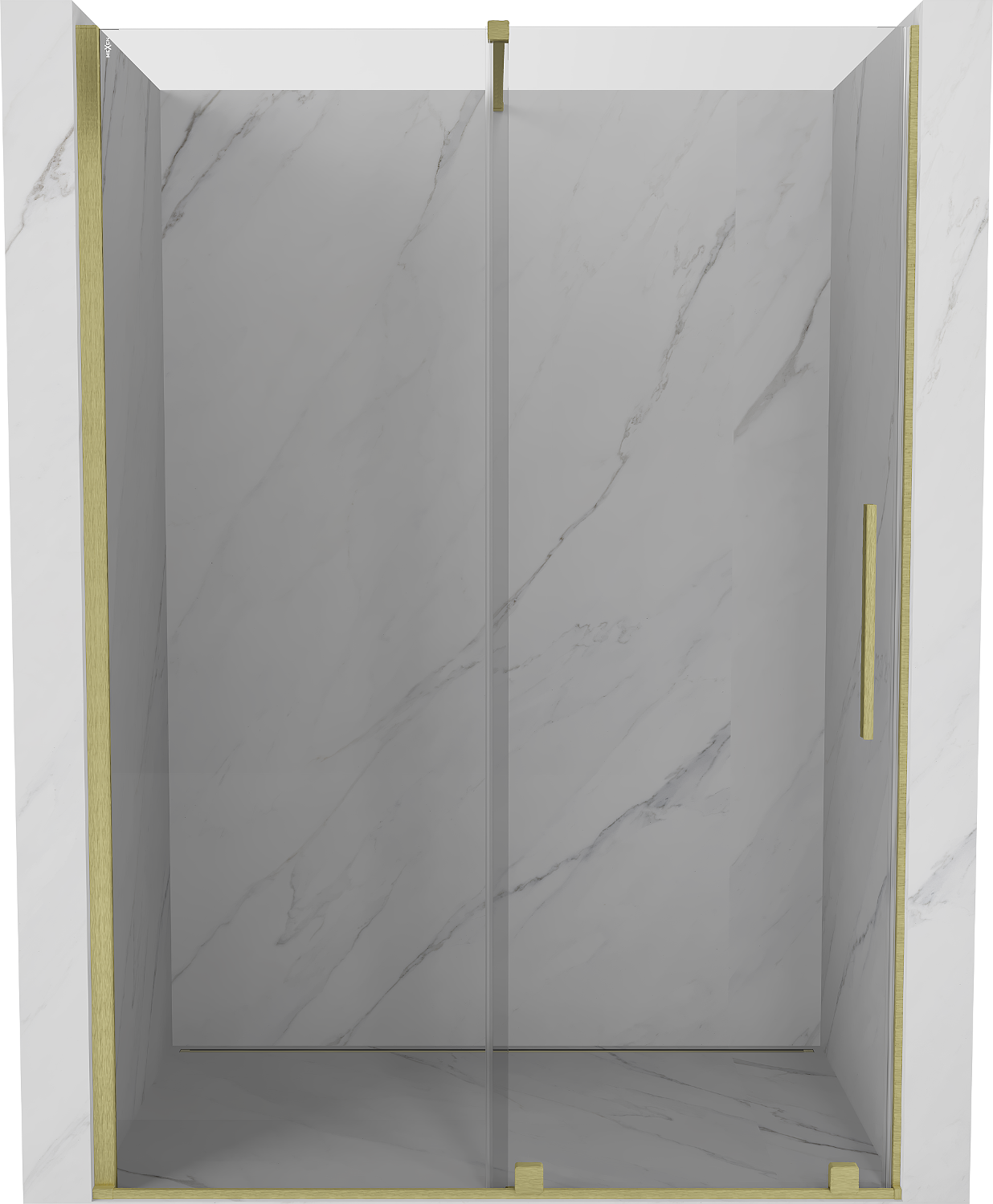 Mexen Velar drzwi prysznicowe rozsuwane 160 cm, transparent, złote szczotkowane - 871-160-000-01-55
