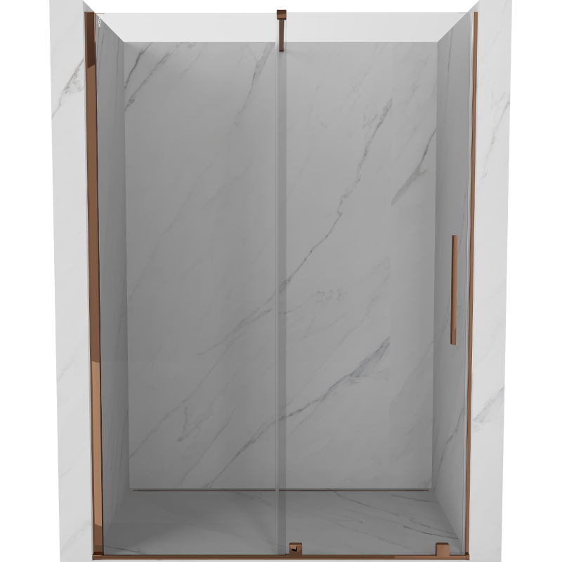 Mexen Velar drzwi prysznicowe rozsuwane 140 cm, transparent, różowe złoto - 871-140-000-01-60