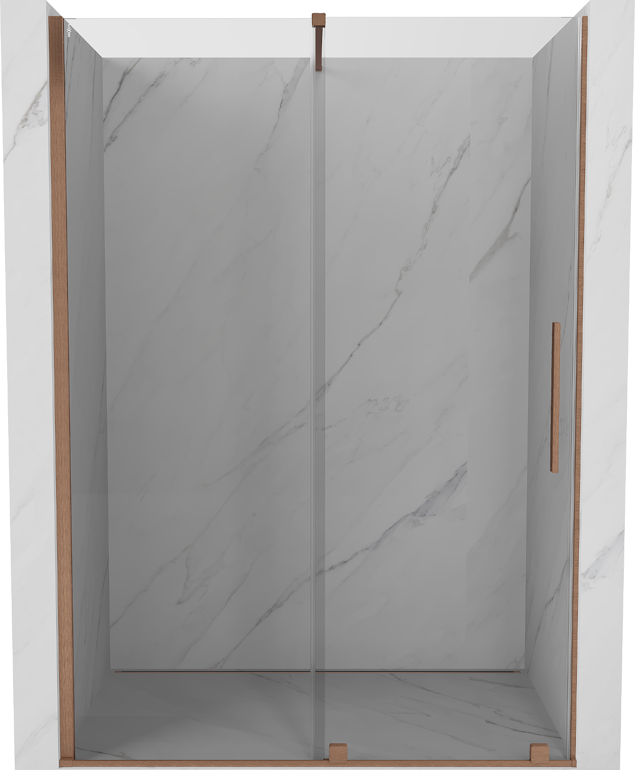 Mexen Velar drzwi prysznicowe rozsuwane 150 cm, transparent, miedź szczotkowana - 871-150-000-01-65