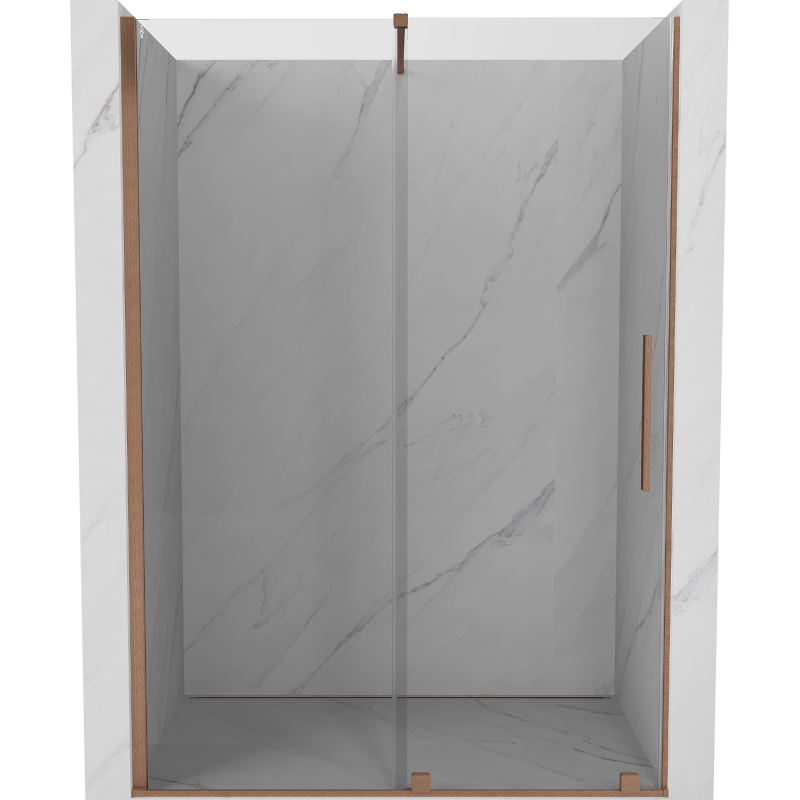 Mexen Velar drzwi prysznicowe rozsuwane 160 cm, transparent, miedź szczotkowana - 871-160-000-01-65