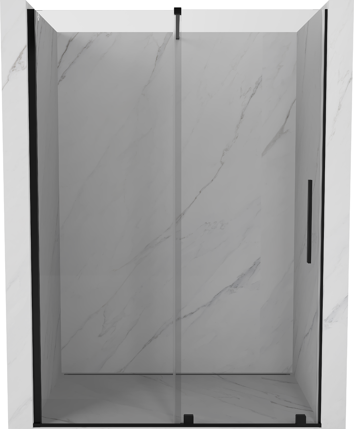 Mexen Velar drzwi prysznicowe rozsuwane 160 cm, transparent, czarne - 871-160-000-01-70