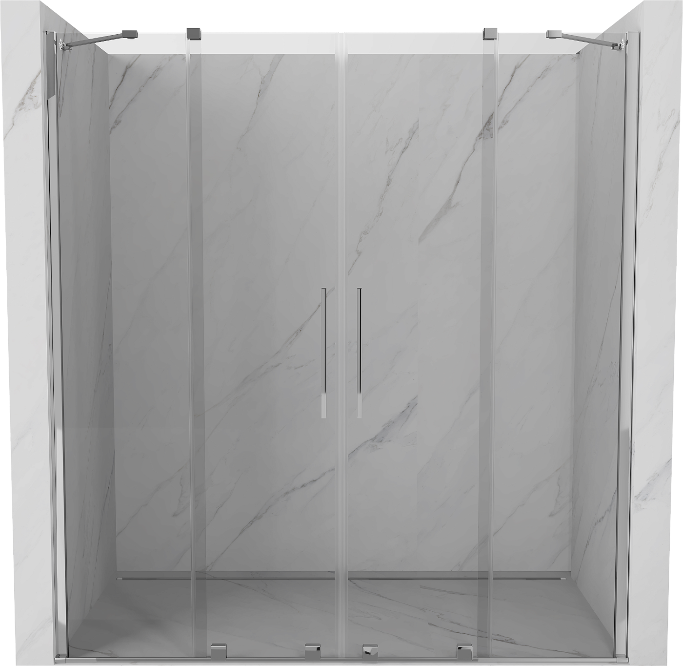 Mexen Velar Duo drzwi prysznicowe rozsuwane 200 cm, transparent, chrom - 871-200-000-02-01