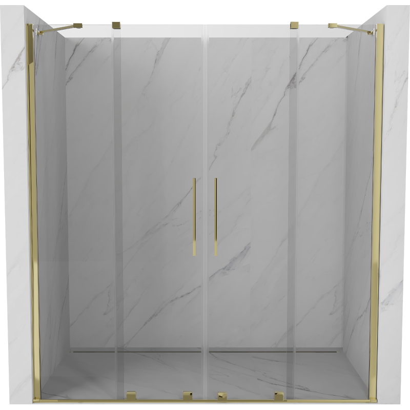Mexen Velar Duo drzwi prysznicowe rozsuwane 180 cm, transparent, złote - 871-180-000-02-50