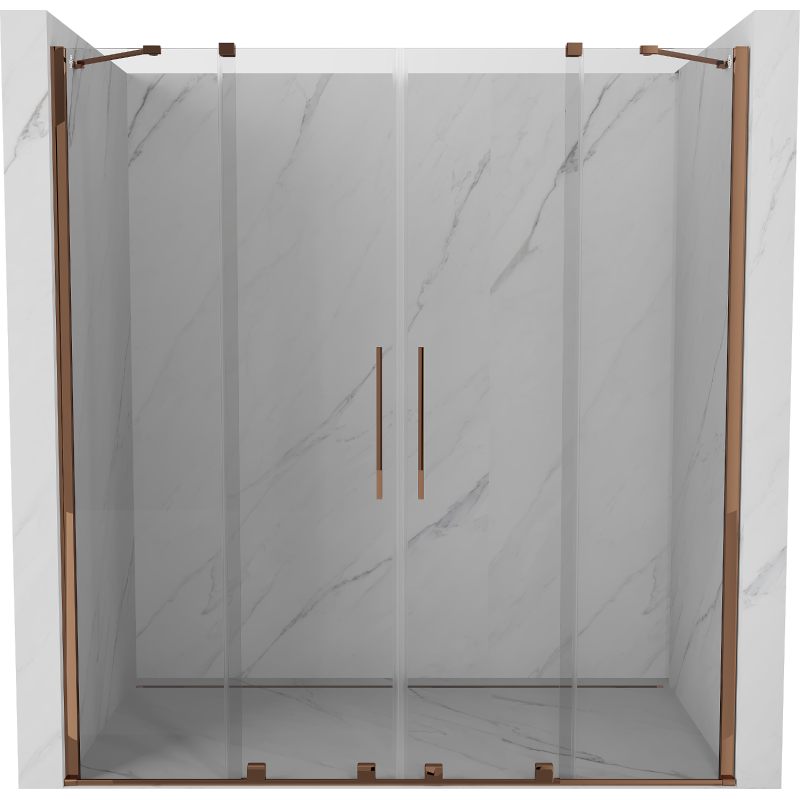 Mexen Velar Duo drzwi prysznicowe rozsuwane 180 cm, transparent, różowe złoto - 871-180-000-02-60