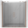 Mexen Velar Duo drzwi prysznicowe rozsuwane 180 cm, transparent, miedź szczotkowana - 871-180-000-02-65