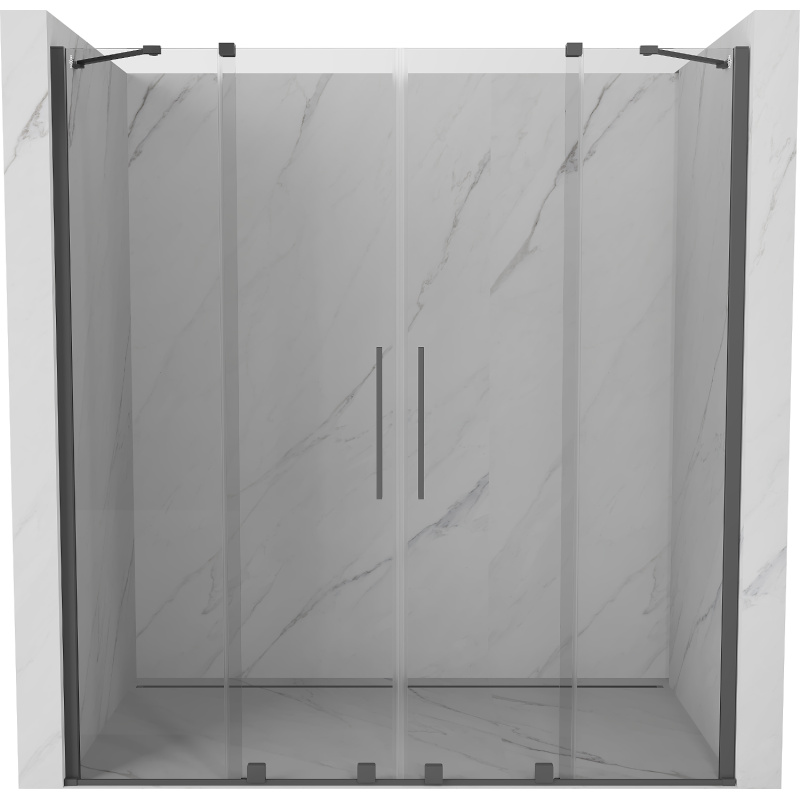 Mexen Velar Duo drzwi prysznicowe rozsuwane 200 cm, transparent, gun gray szczotkowany - 871-200-000-02-66