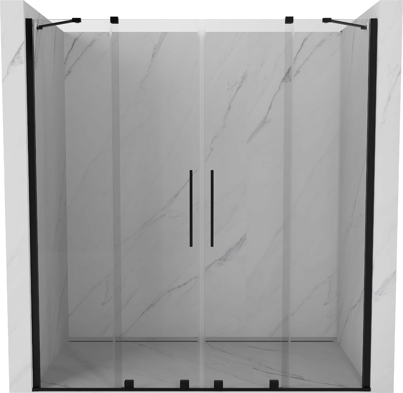 Mexen Velar Duo drzwi prysznicowe rozsuwane 170 cm, transparent, czarne - 871-170-000-02-70