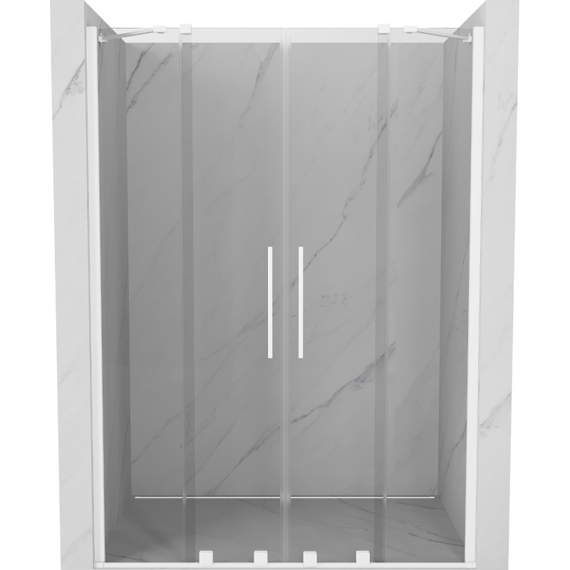 Mexen Velar Duo drzwi prysznicowe rozsuwane 160 cm, transparent, białe - 871-160-000-02-20