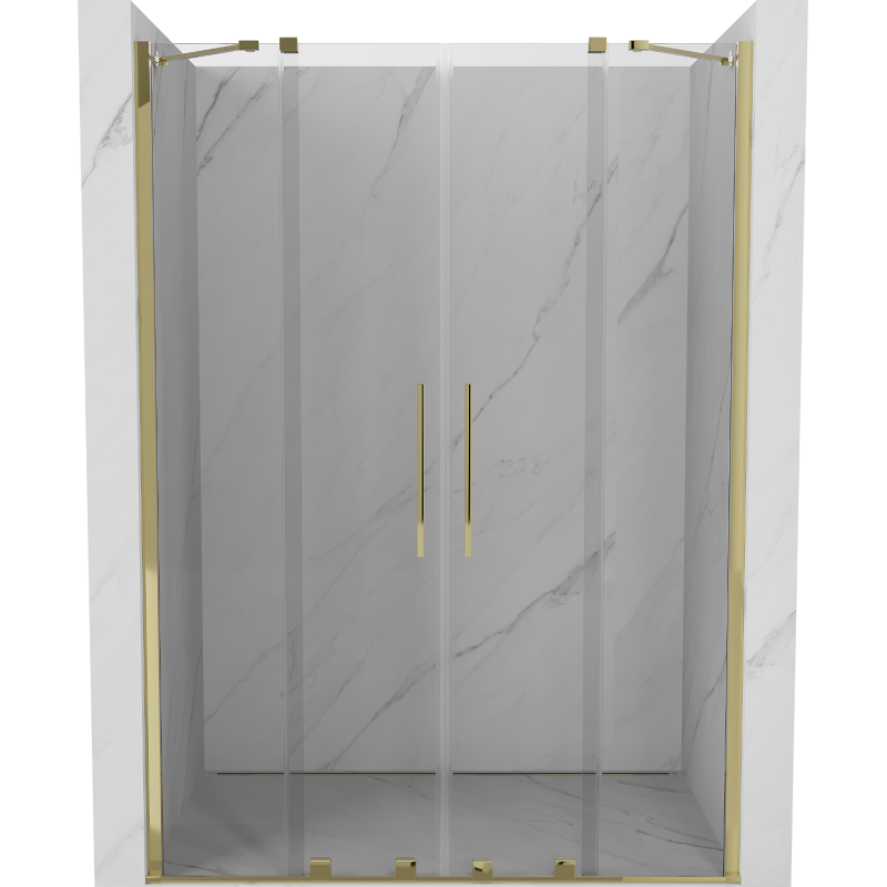 Mexen Velar Duo drzwi prysznicowe rozsuwane 140 cm, transparent, złote - 871-140-000-02-50