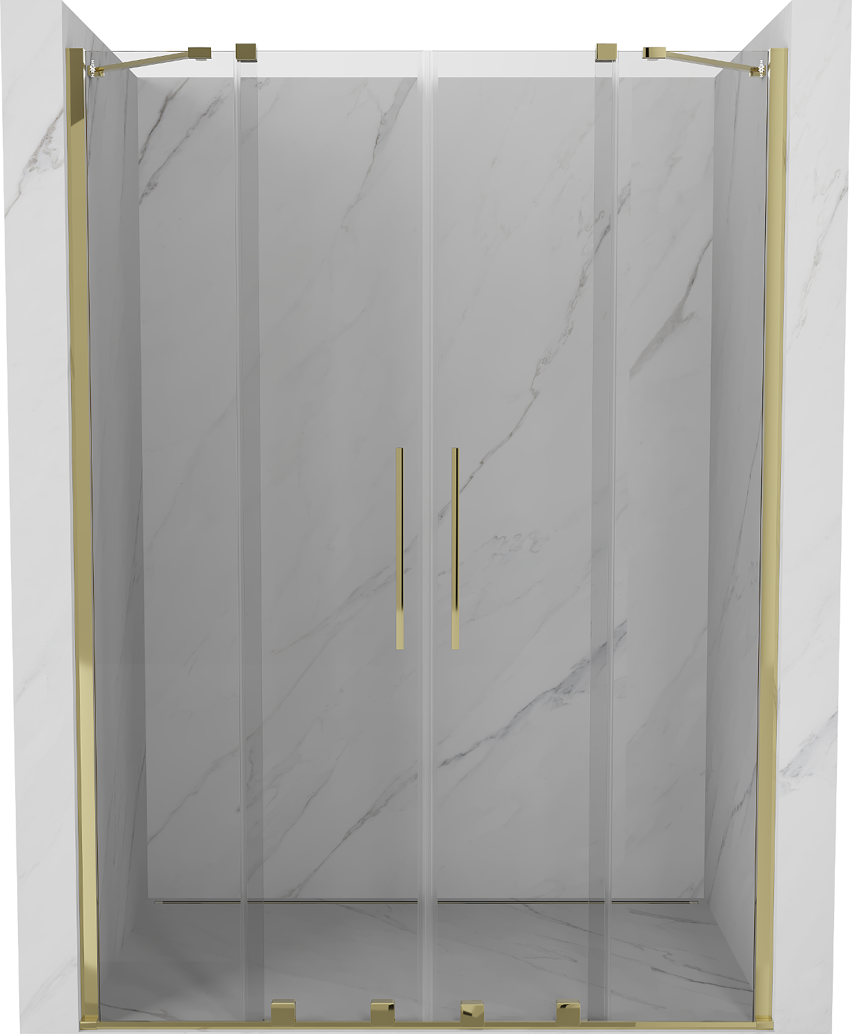 Mexen Velar Duo drzwi prysznicowe rozsuwane 140 cm, transparent, złote - 871-140-000-02-50