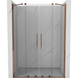 Mexen Velar Duo drzwi prysznicowe rozsuwane 150 cm, transparent, różowe złoto - 871-150-000-02-60