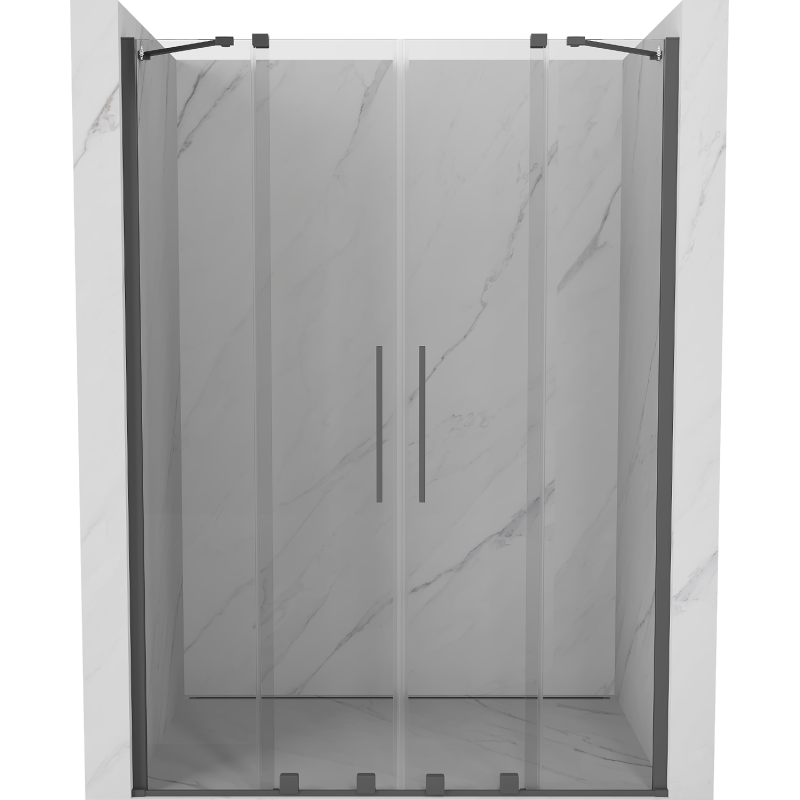 Mexen Velar Duo drzwi prysznicowe rozsuwane 160 cm, transparent, gun gray szczotkowany - 871-160-000-02-66