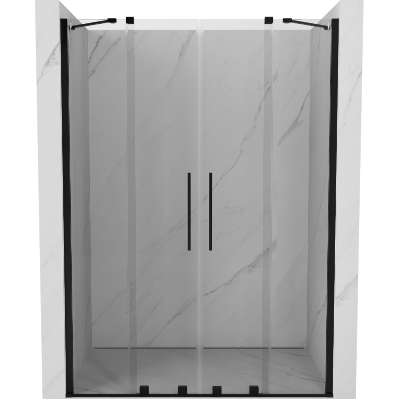 Mexen Velar Duo drzwi prysznicowe rozsuwane 160 cm, transparent, czarne - 871-160-000-02-70