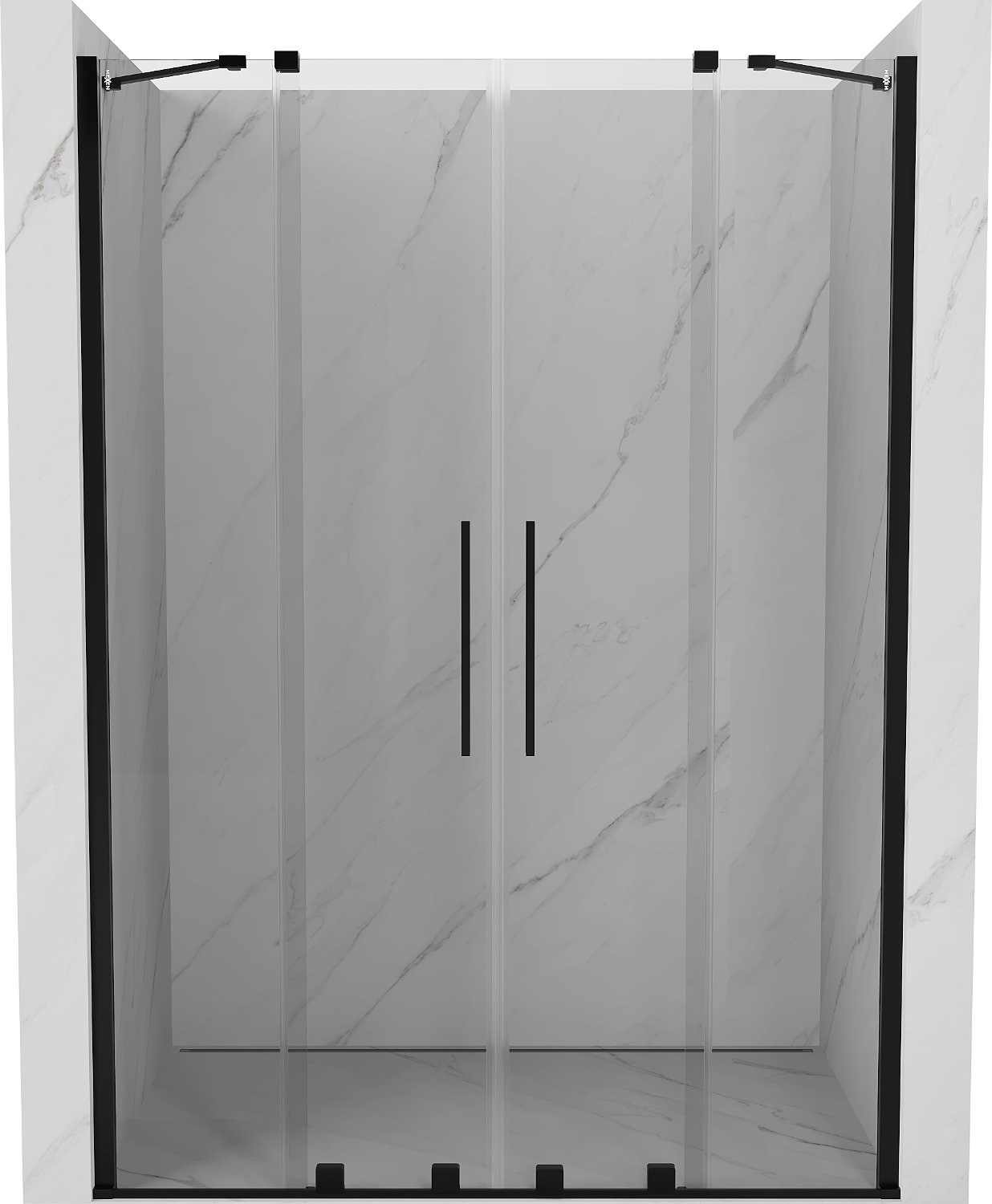 Mexen Velar Duo drzwi prysznicowe rozsuwane 160 cm, transparent, czarne - 871-160-000-02-70