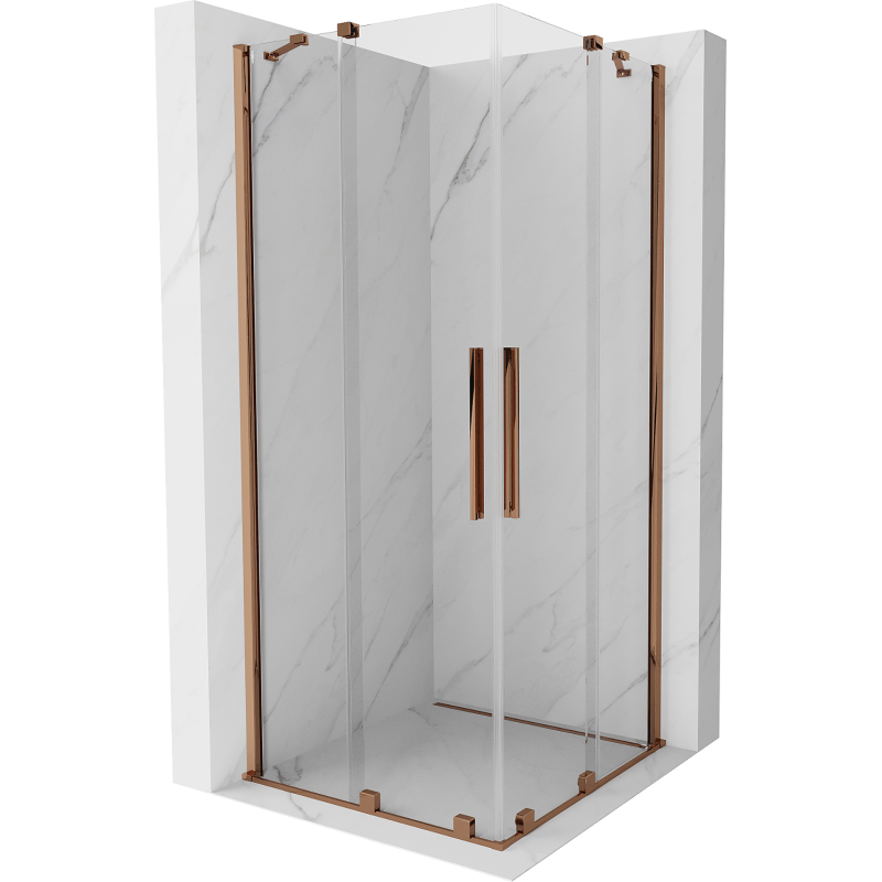 Mexen Velar Duo kabina prysznicowa rozsuwana 80 x 80 cm, transparent, różowe złoto - 871-080-080-02-60