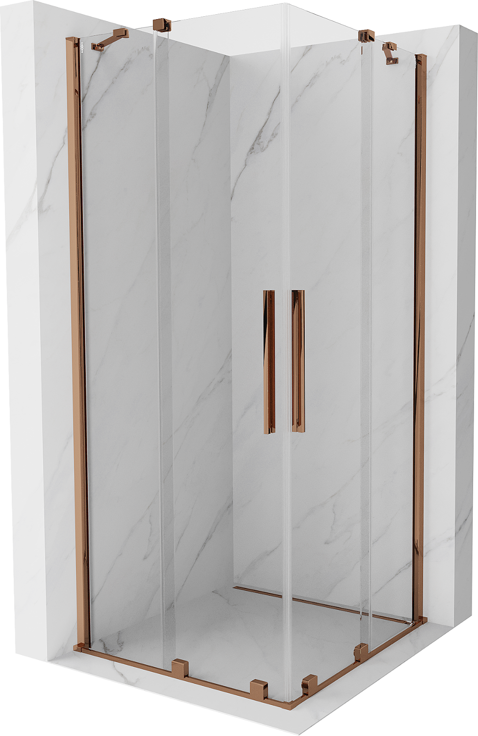 Mexen Velar Duo kabina prysznicowa rozsuwana 80 x 80 cm, transparent, różowe złoto - 871-080-080-02-60