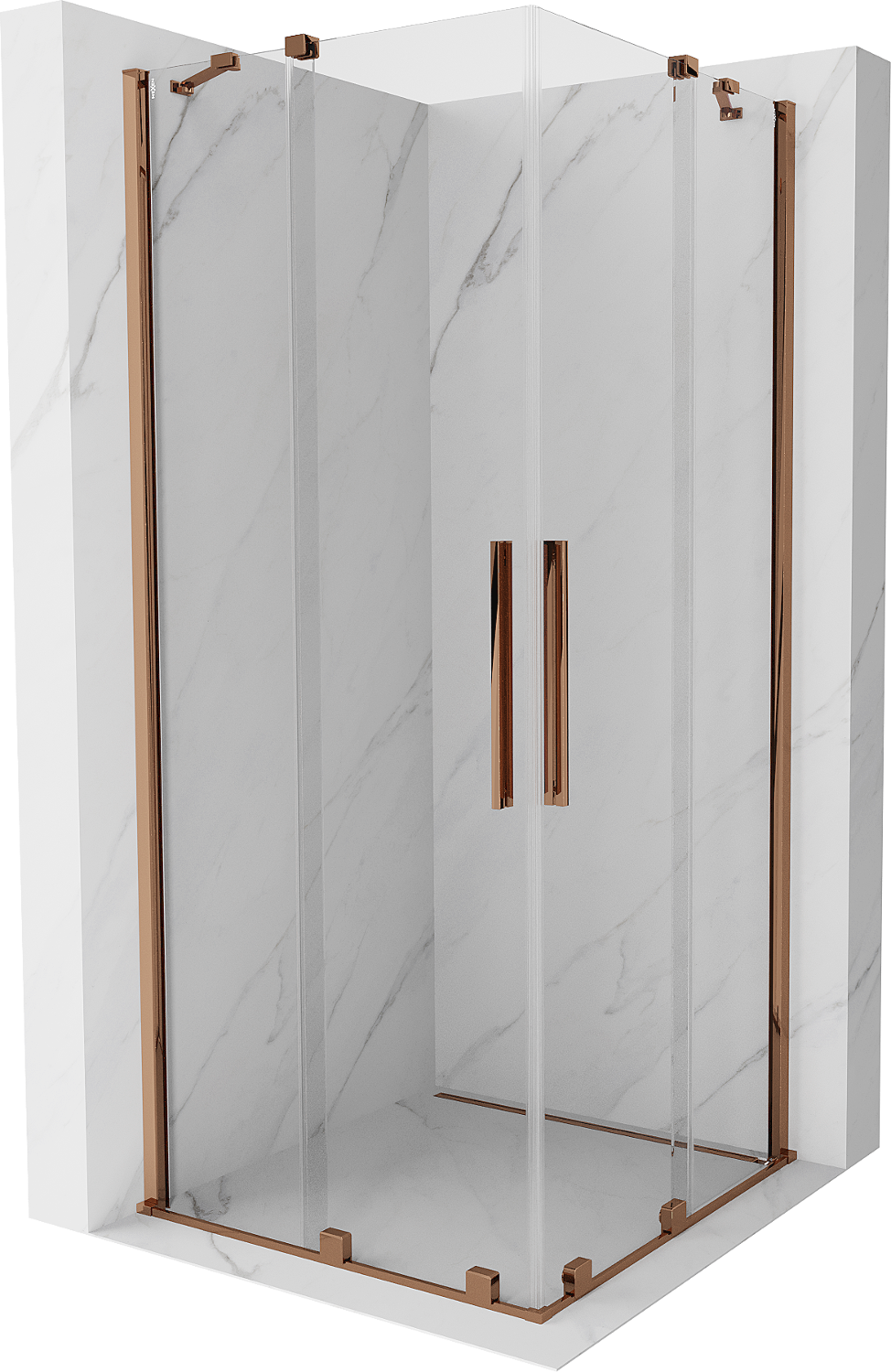 Mexen Velar Duo kabina prysznicowa rozsuwana 90 x 90 cm, transparent, różowe złoto - 871-090-090-02-60