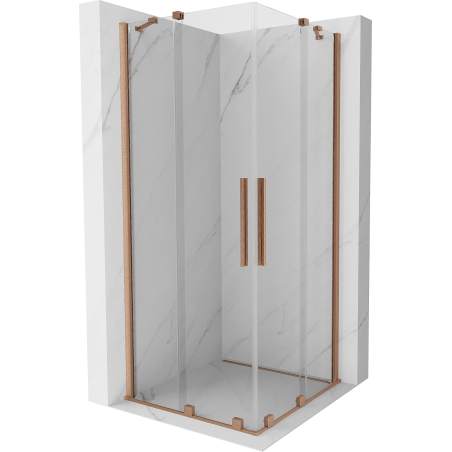 Mexen Velar Duo kabina prysznicowa rozsuwana 100 x 100 cm, transparent, miedź szczotkowana - 871-100-100-02-65