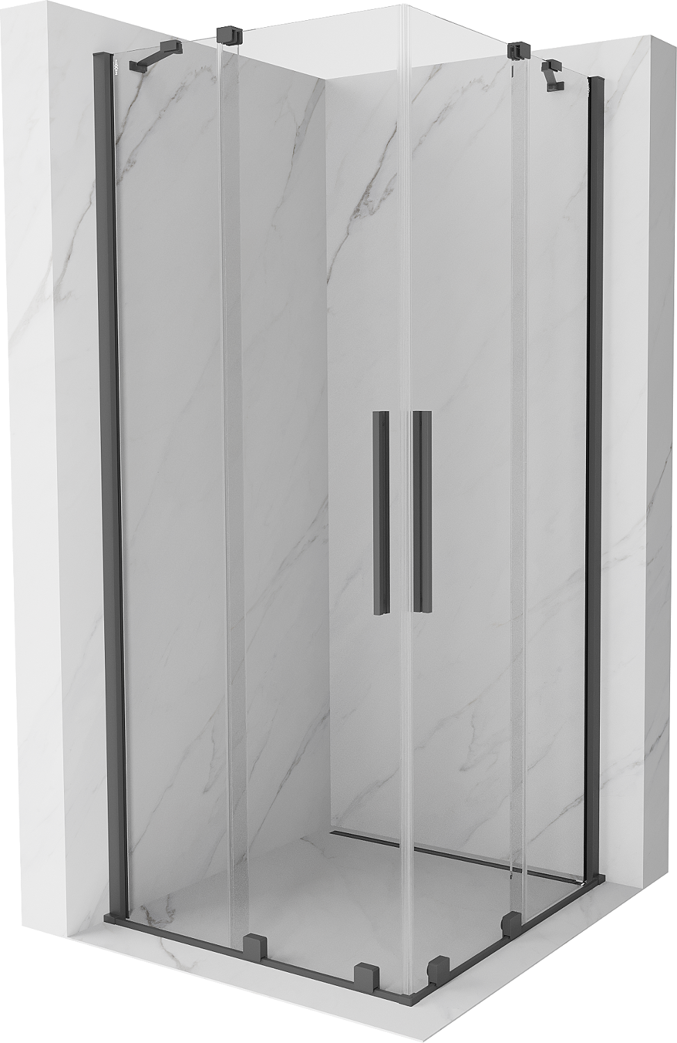 Mexen Velar Duo kabina prysznicowa rozsuwana 90 x 90 cm, transparent, gun gray szczotkowana - 871-090-090-02-66