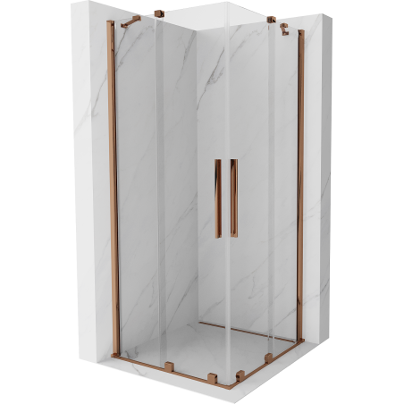 Mexen Velar Duo kabina prysznicowa rozsuwana 100 x 100 cm, transparent, różowe złoto - 871-100-100-02-60