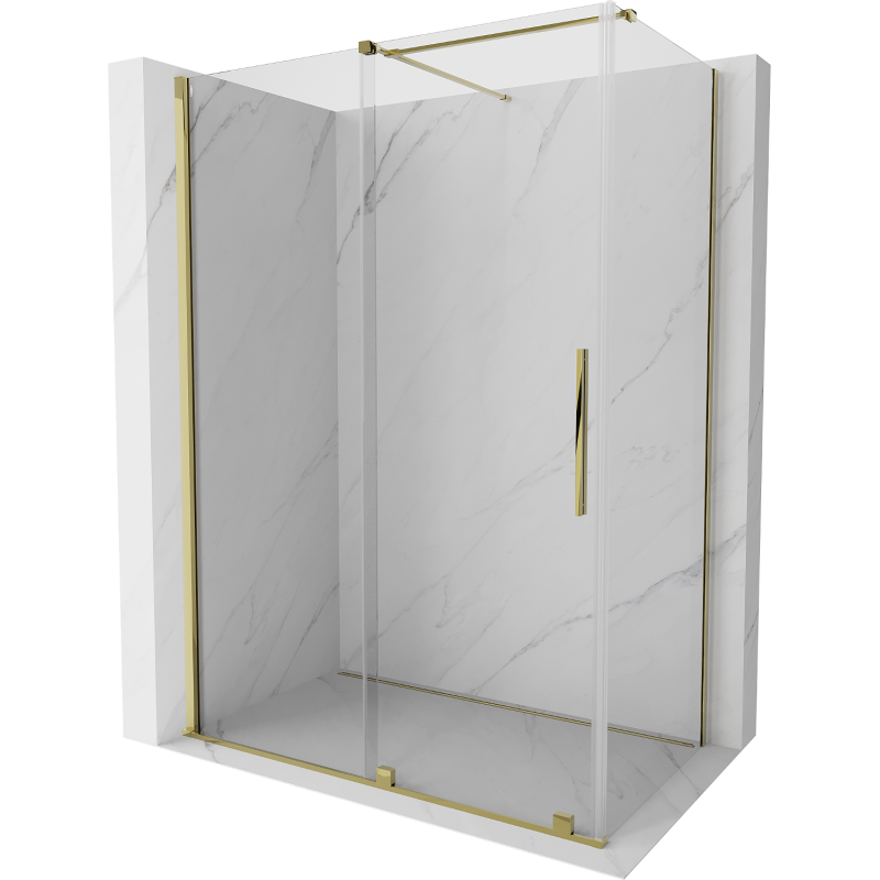 Mexen Velar kabina prysznicowa rozsuwana 140 x 70 cm, transparent, złota - 871-140-070-01-50