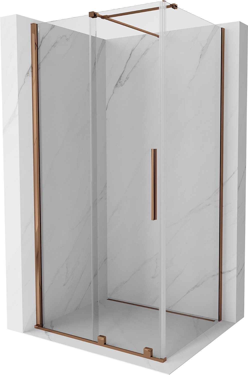 Mexen Velar kabina prysznicowa rozsuwana 100 x 80 cm, transparent, różowe złoto - 871-100-080-01-60