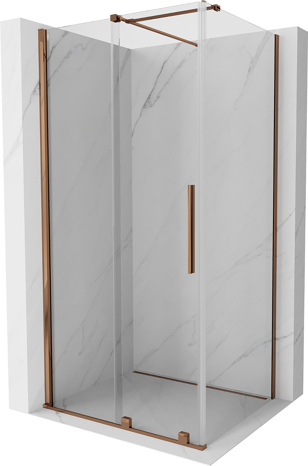 Mexen Velar kabina prysznicowa rozsuwana 100 x 120 cm, transparent, różowe złoto - 871-100-120-01-60