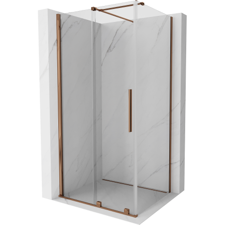 Mexen Velar kabina prysznicowa rozsuwana 140 x 100 cm, transparent, różowe złoto - 871-140-100-01-60