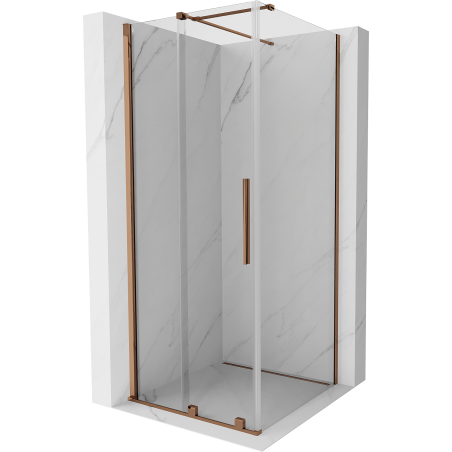 Mexen Velar kabina prysznicowa rozsuwana 100 x 100 cm, transparent, różowe złoto - 871-100-100-01-60