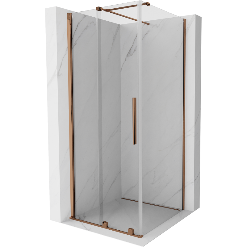 Mexen Velar kabina prysznicowa rozsuwana 110 x 110 cm, transparent, różowe złoto - 871-110-110-01-60