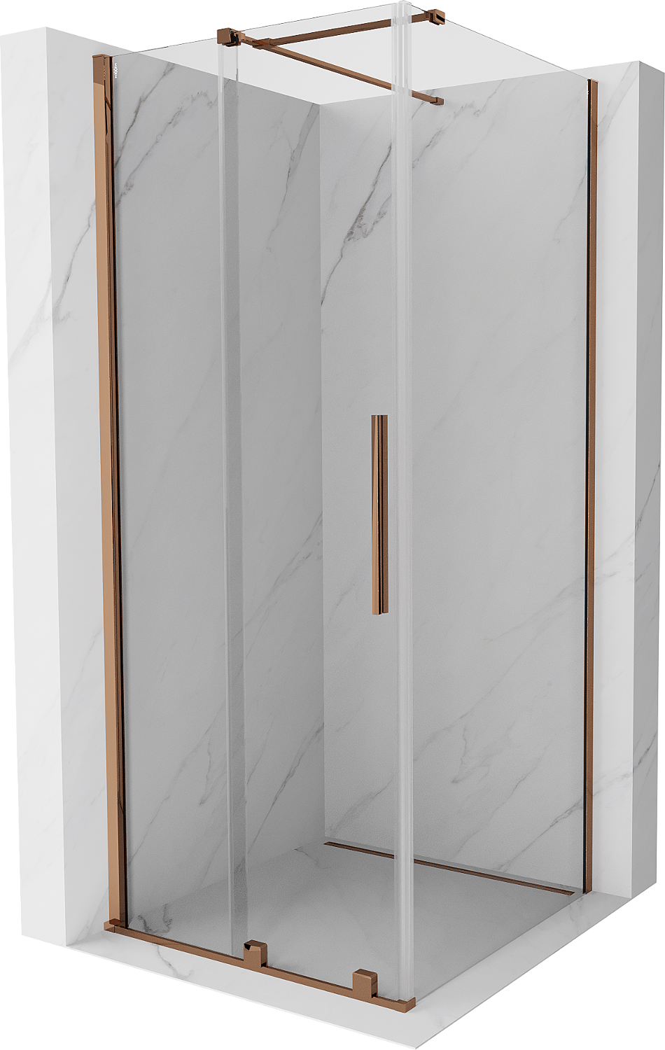 Mexen Velar kabina prysznicowa rozsuwana 110 x 110 cm, transparent, różowe złoto - 871-110-110-01-60