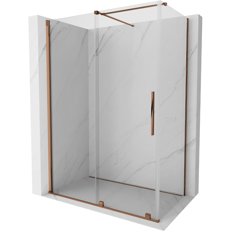 Mexen Velar kabina prysznicowa rozsuwana 130 x 70 cm, transparent, różowe złoto - 871-130-070-01-60
